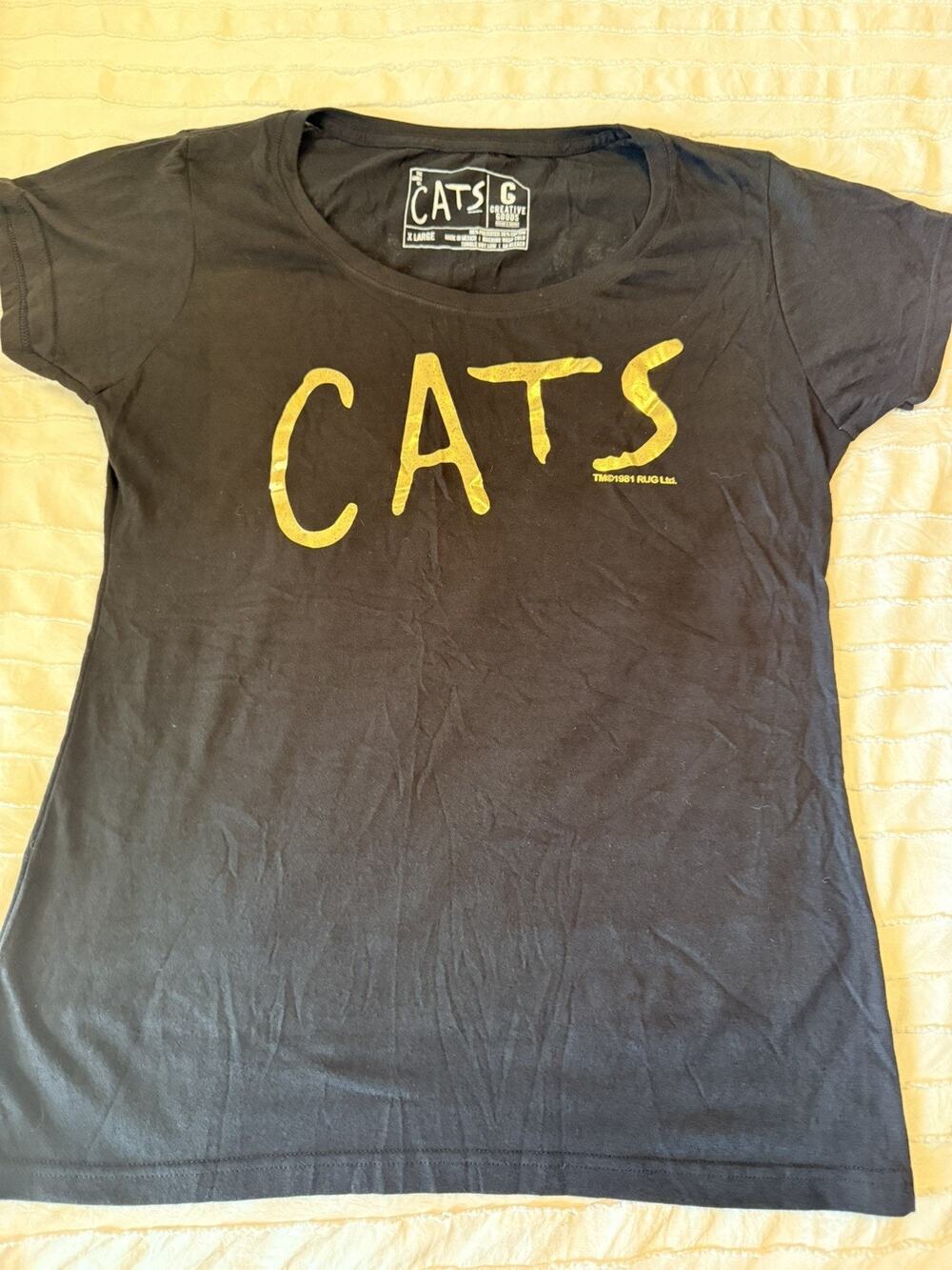 CATS Creative Goods Theatre Play Tshirt Women’s XL Black Gold Graphic